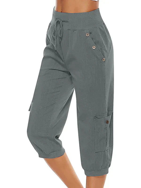 Vicky - Pantalones cargo con cordón para mujer Cintura elástica Casual Capri