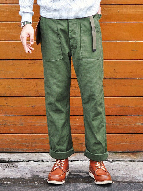 Pantalón Recto 107 Verde Oliva Militar Estadounidense