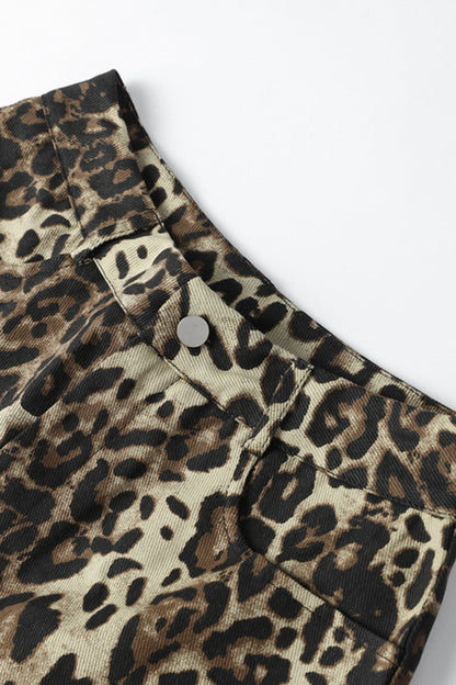 Wanda® | Pantalón suelto estampado casual con bolsillo de leopardo, tipo A, totalmente estampado