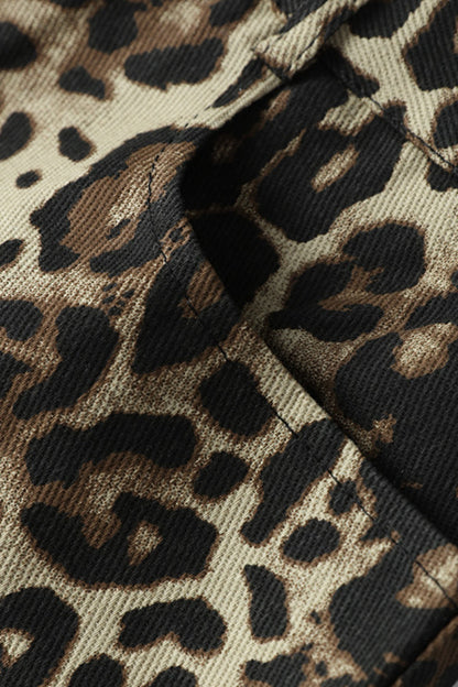 Wanda® | Pantalón suelto estampado casual con bolsillo de leopardo, tipo A, totalmente estampado