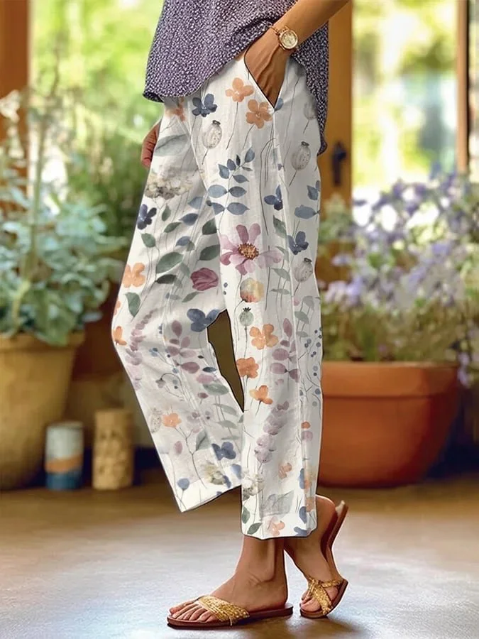 Yasmin - Pantalón Suelto Casual Floral