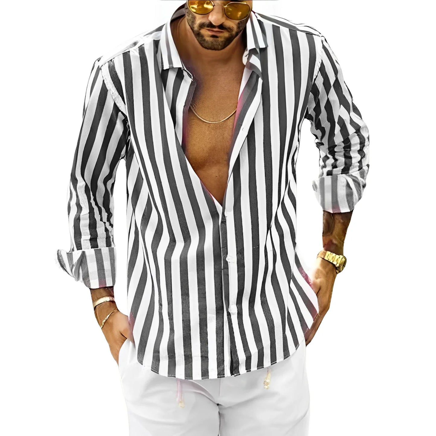 Martin - Camisa de rayas de verano para hombre