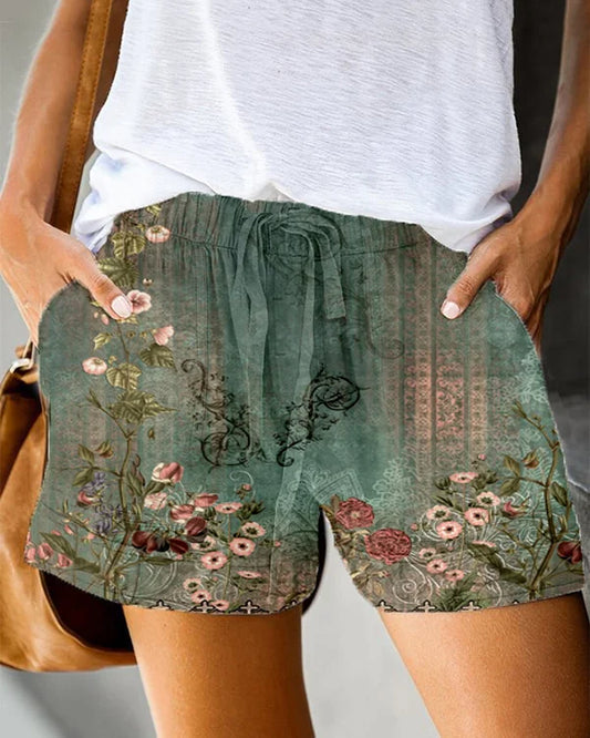 Frida - Pantalones cortos deportivos de mujer con estampado vintage