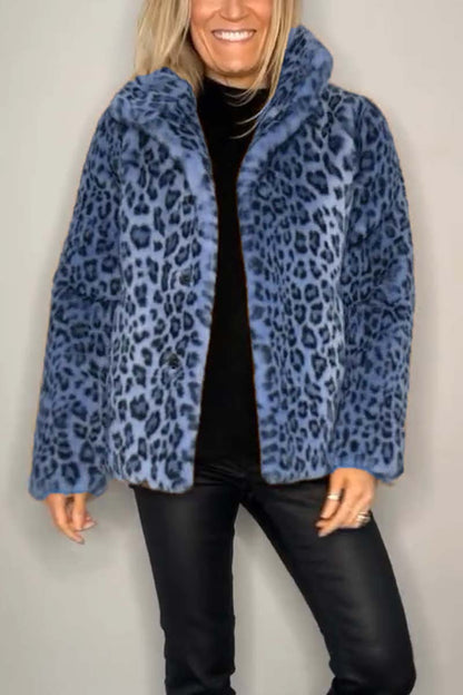 Sol® | Abrigo de invierno clásico para mujer con estampado de leopardo.