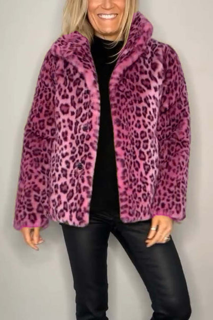 Sol® | Abrigo de invierno clásico para mujer con estampado de leopardo.