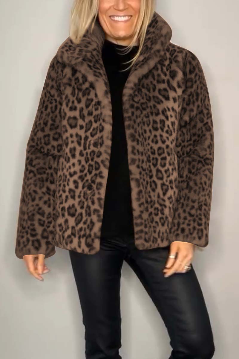 Sol® | Abrigo de invierno clásico para mujer con estampado de leopardo.