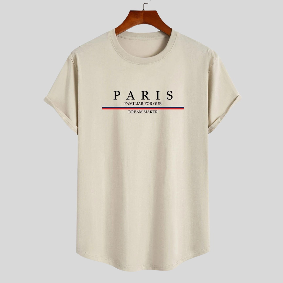 Sabina® | Camiseta Arc Home de algodón a rayas con estampado de eslogan Paris