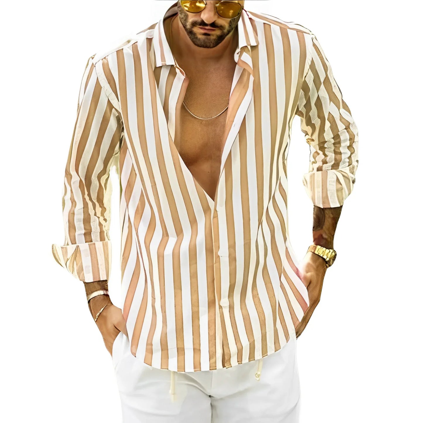 Marti - Camisa de rayas para hombre en verano