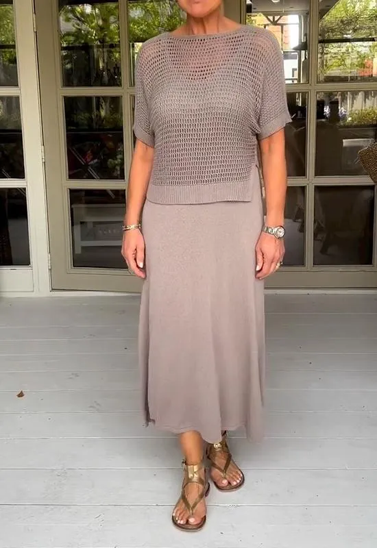 Sandra - Traje Casual De Dos Piezas Con Vestido De Tirantes Y Blusa Hueca