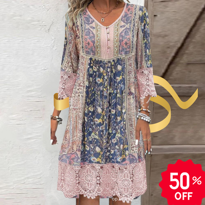 Yara® | Vestido de encaje estampado estilo bohemio