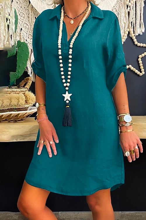 Joann Vestido camisero con mangas remangadas