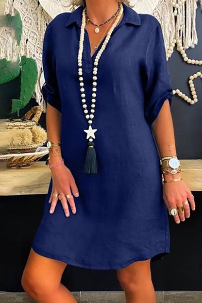 Joann Vestido camisero con mangas remangadas