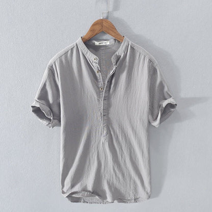 Carlos - Camisa casual de manga corta de lino para hombre New