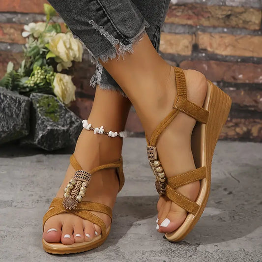 Laura® | Sandalias cuña estilo boho