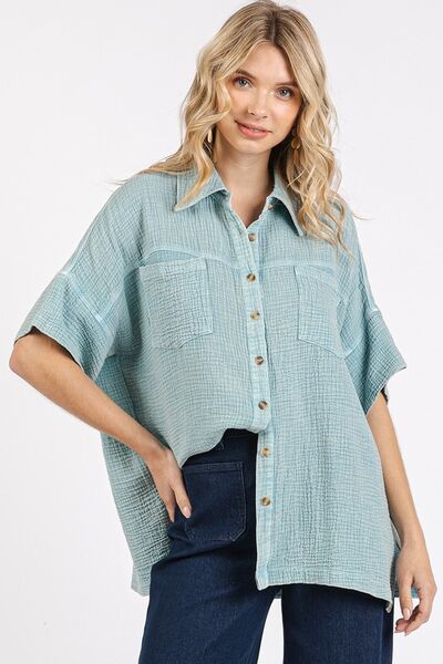 Sol® | Camisa oversize de gasa manga corta