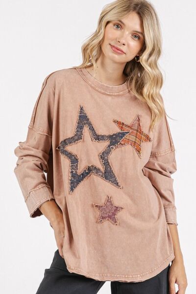 Tatiana® | Camiseta de manga larga con parche de estrellas