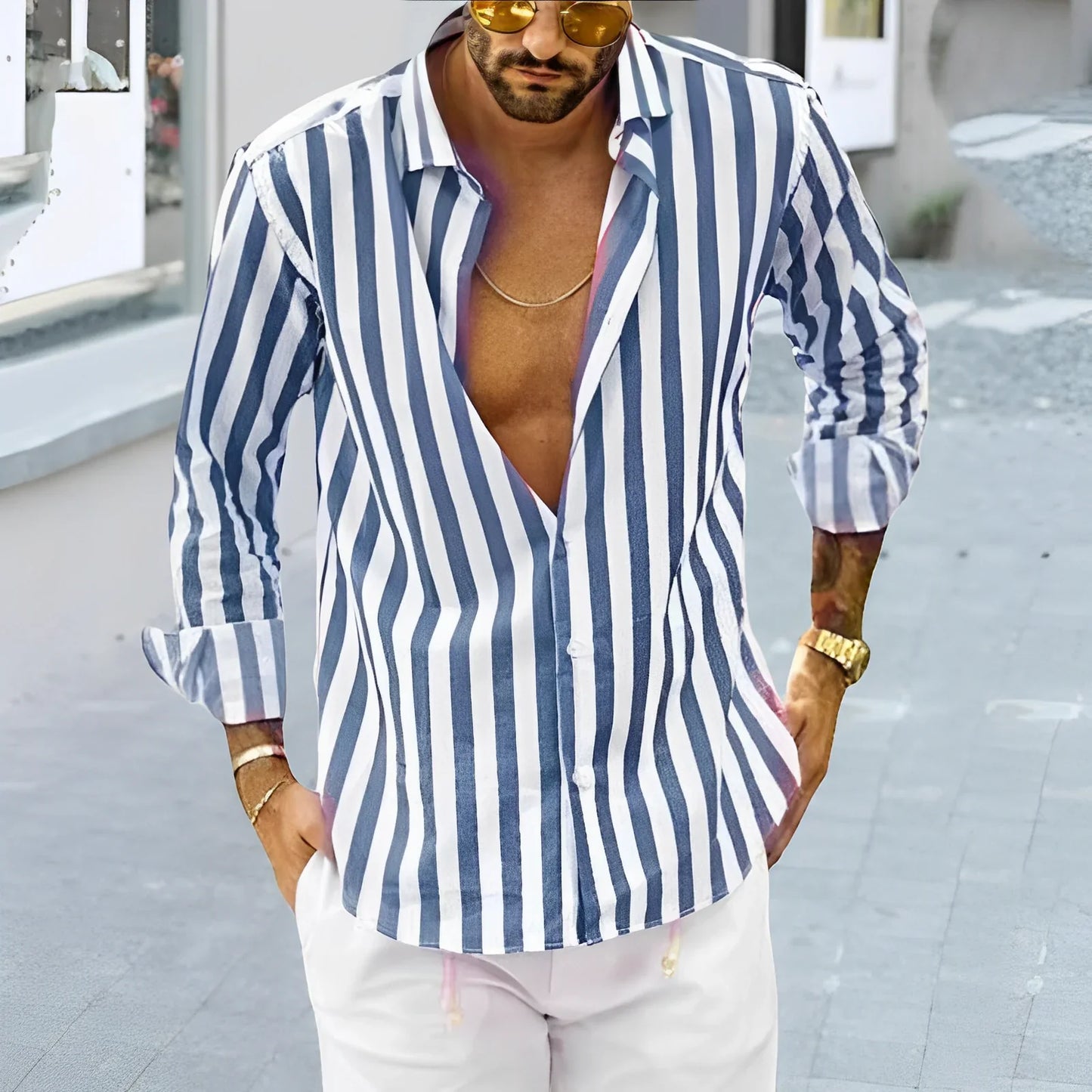 Martin - Camisa de rayas de verano para hombre