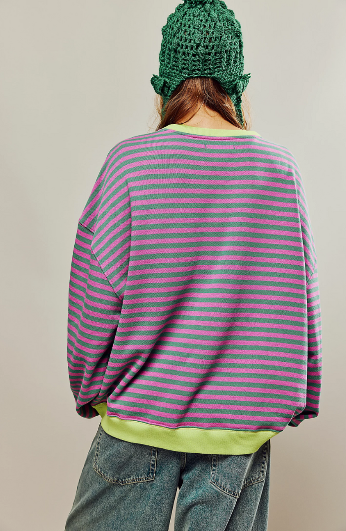 Moni® | Jersey oversize de rayas vibrantes con detalles