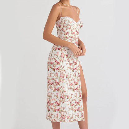 Sauce® | Vestido de fiesta largo de encaje con estampado para invitadas de boda en verano 2024 para mujer