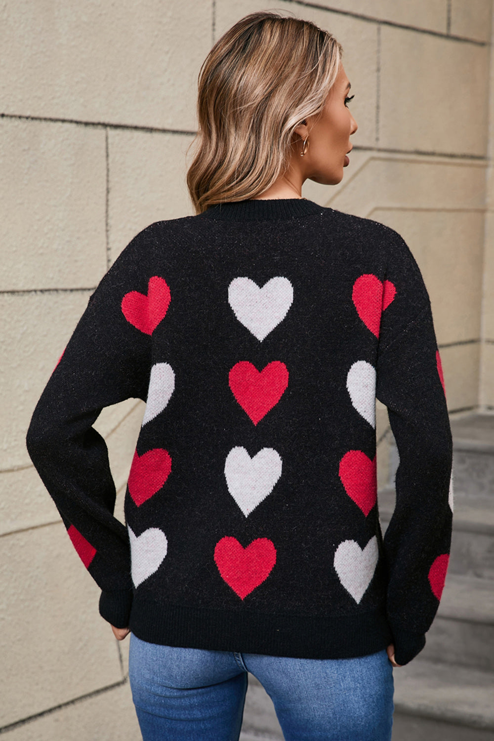 Tabea® | Jersey de cuello redondo y manga larga con forma de corazón