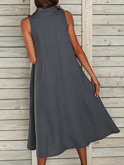 Alba - Vestido Casual Suelto Talla Grande con Bolsillos Laterales Sólidos para Mujer - Cómodo y Elegante