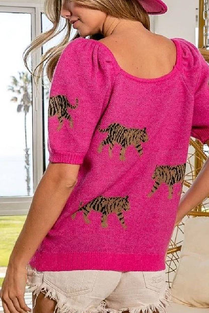 Sabana® | Jersey Estampado Tigre Rosa Fucsia