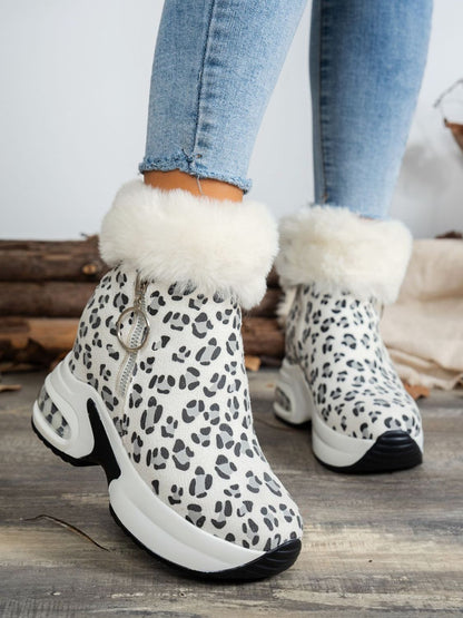 Zara® | Botas de plataforma de Estampado de Leopardo con Cremallera lateral