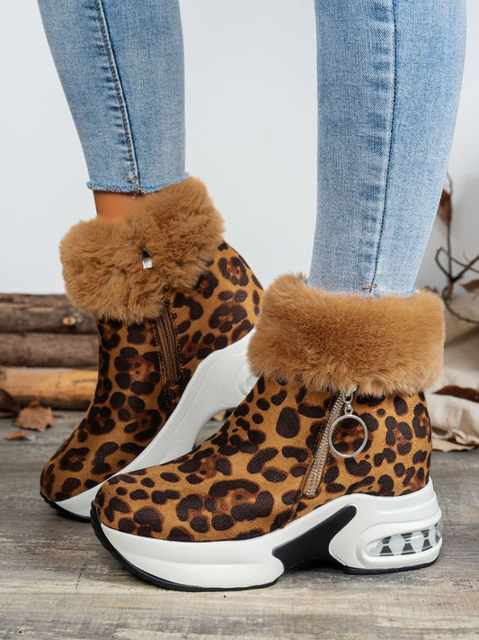 Zara® | Botas de plataforma de Estampado de Leopardo con Cremallera lateral