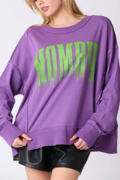 Tara® | Top con estampado de letras de Halloween, sudadera informal holgada