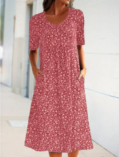 Alexandra - Vestido floral de cuello redondo para mujer informal