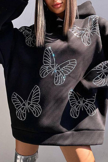 Sabina® | Sudadera con capucha Butterfly Hot Drilling