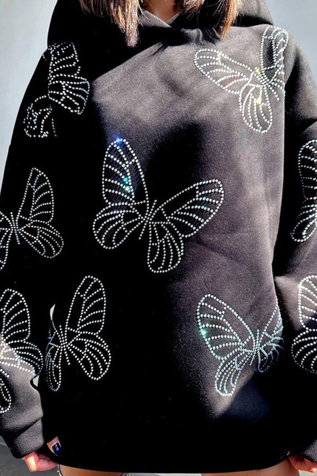 Sabina® | Sudadera con capucha Butterfly Hot Drilling