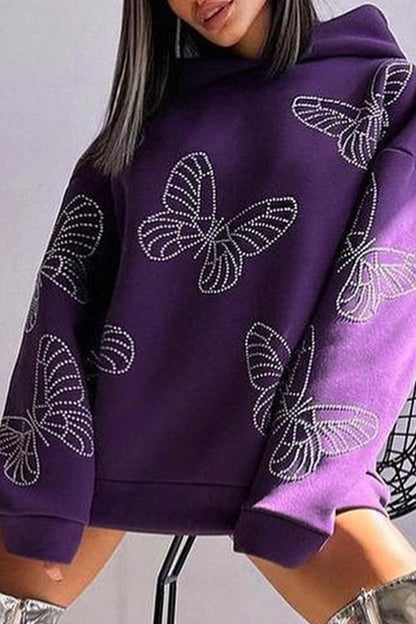 Sabina® | Sudadera con capucha Butterfly Hot Drilling