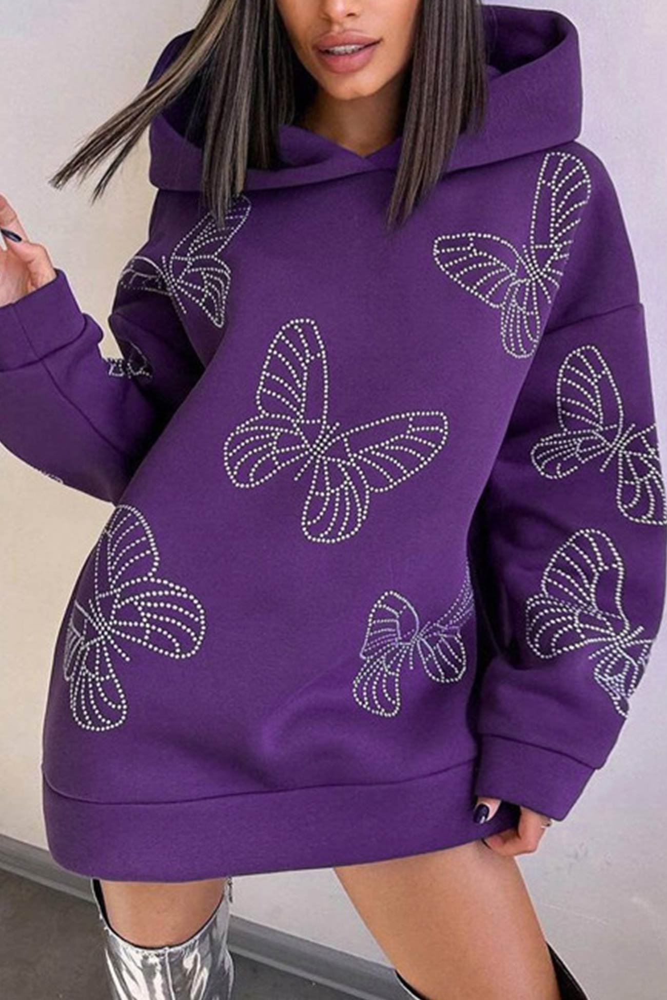 Sabina® | Sudadera con capucha Butterfly Hot Drilling