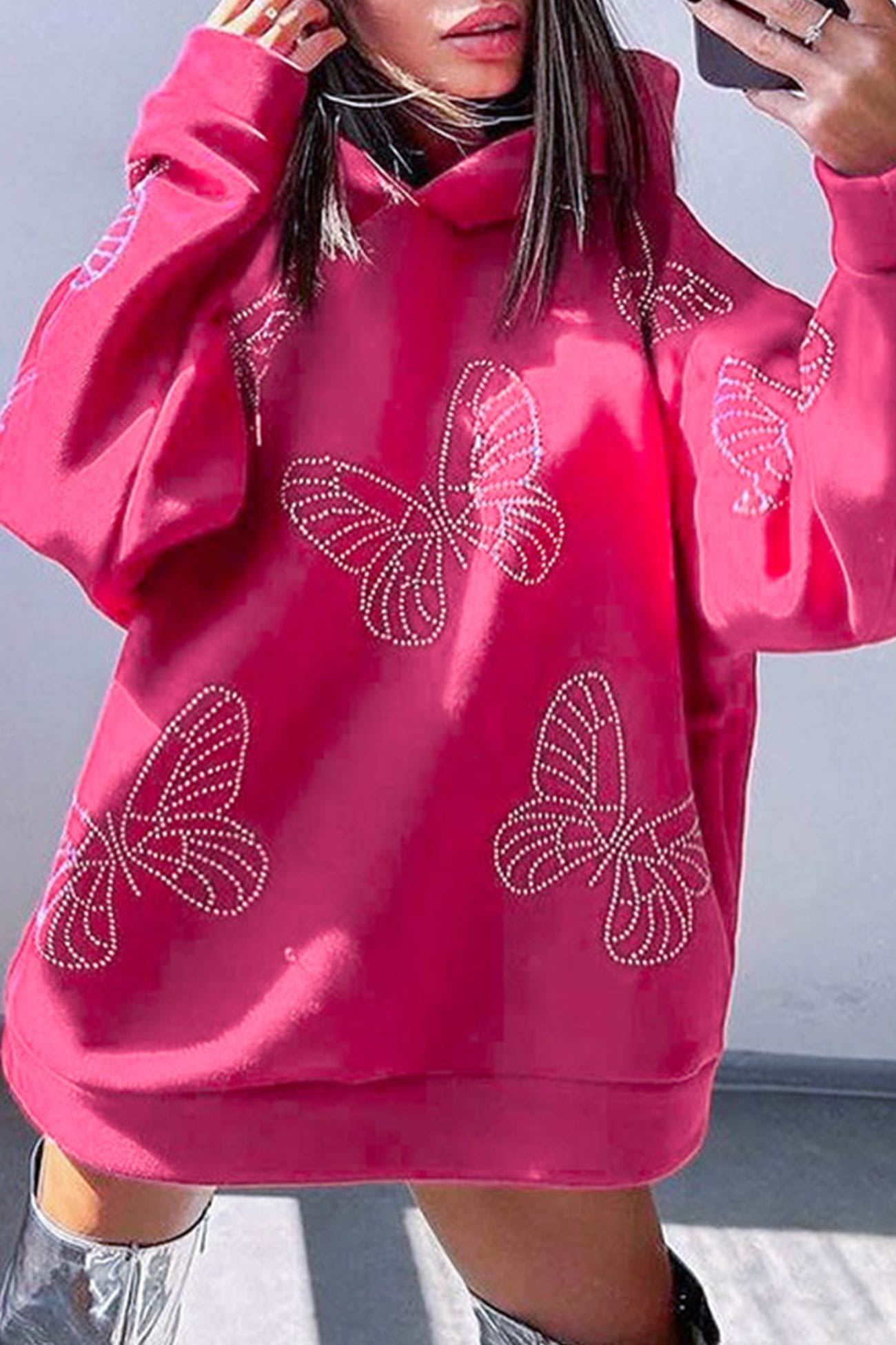 Sabina® | Sudadera con capucha Butterfly Hot Drilling