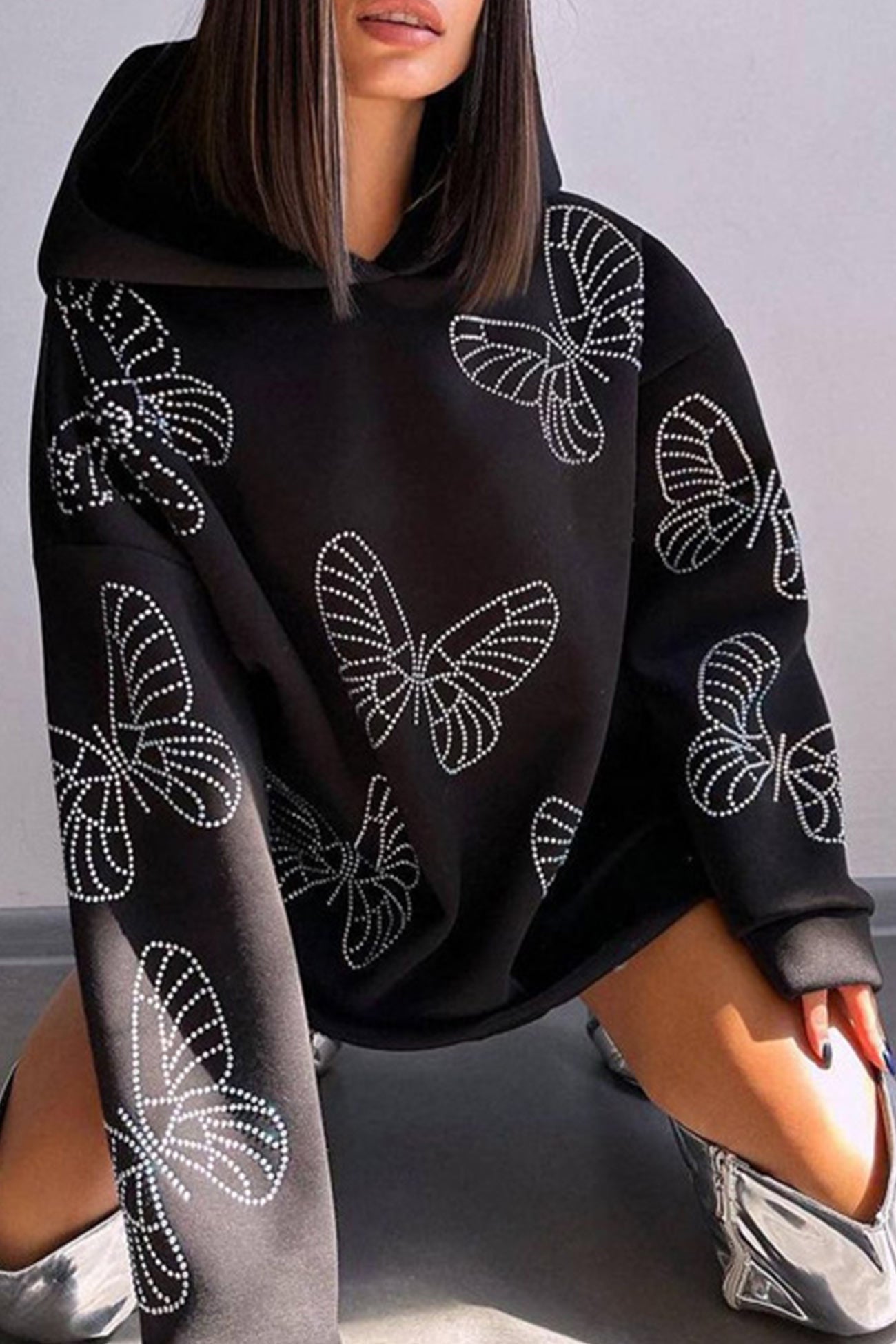 Sabina® | Sudadera con capucha Butterfly Hot Drilling