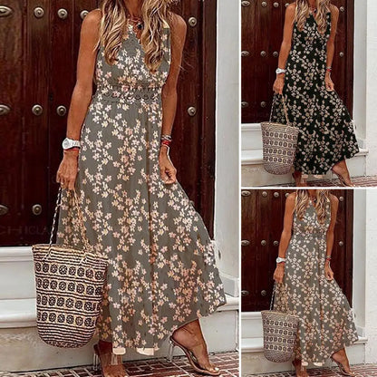 Maria - Vestidos de mujer Vestido largo sin mangas con estampado boho