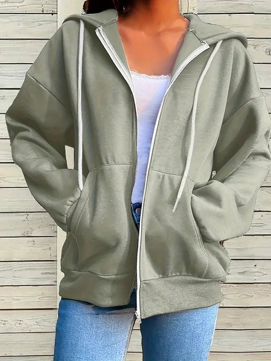 Sabana® | Sudadera con capucha con bolsillo, chaqueta casual de manga larga con cremallera y cordón.