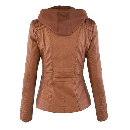 Tatiana® | Chaqueta de cuero con capucha