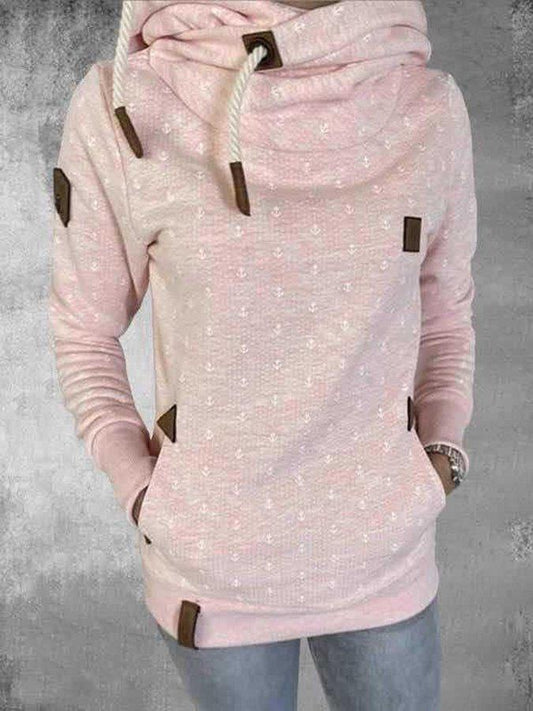 Yara® | Sudadera con capucha rosa con cuello alto para mujer