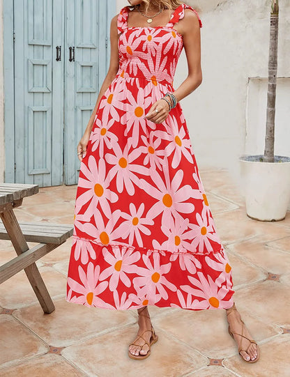 Katy - Vestidos largos sueltos de verano para mujeres con estampado bohemio