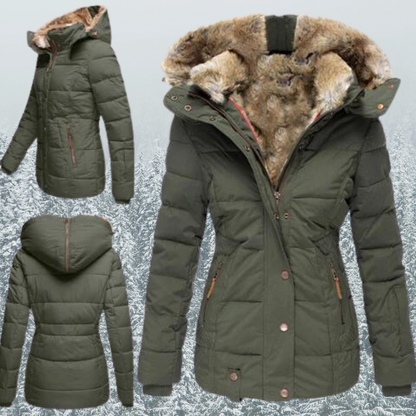 Tahlia® | Cálida chaqueta de invierno con cuello de piel extraíble.