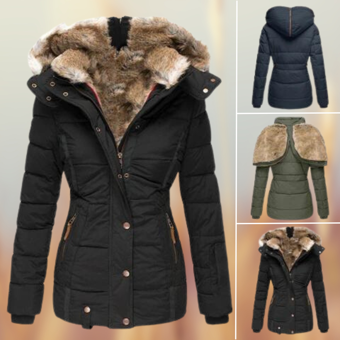 Tahlia® | Cálida chaqueta de invierno con cuello de piel extraíble.