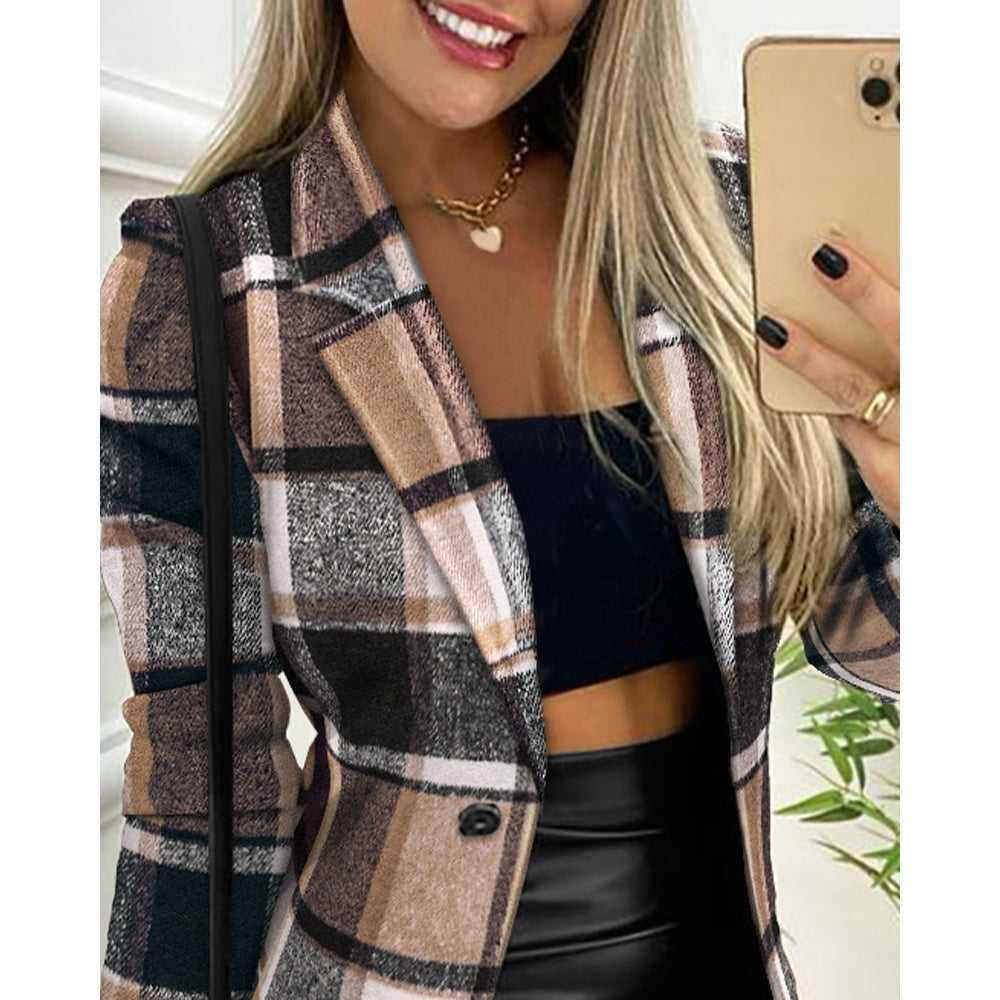 Zaira® | Chaqueta elegante con estampado de cuadros.