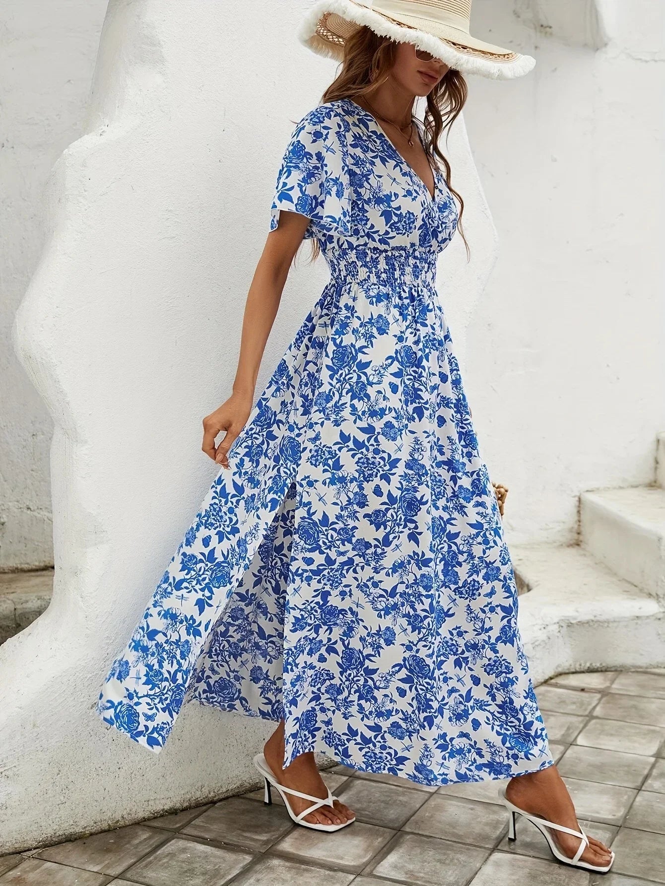 Talía® | Vestido largo en azul de Delft