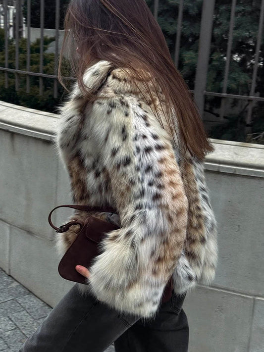 Ximena® | Chaqueta de pelo con estampado de leopardo