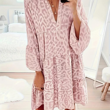 Andrea - Vestido boho para mujer de tallas grandes con estampado de leopardo