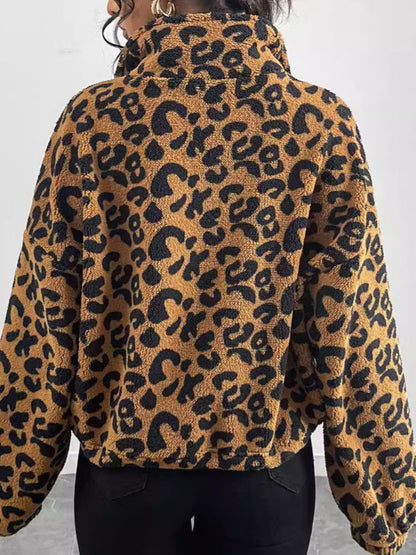 Waleska® | Chaqueta de manga larga con estampado de Estampado de Leopardo y cierre de Cremallera