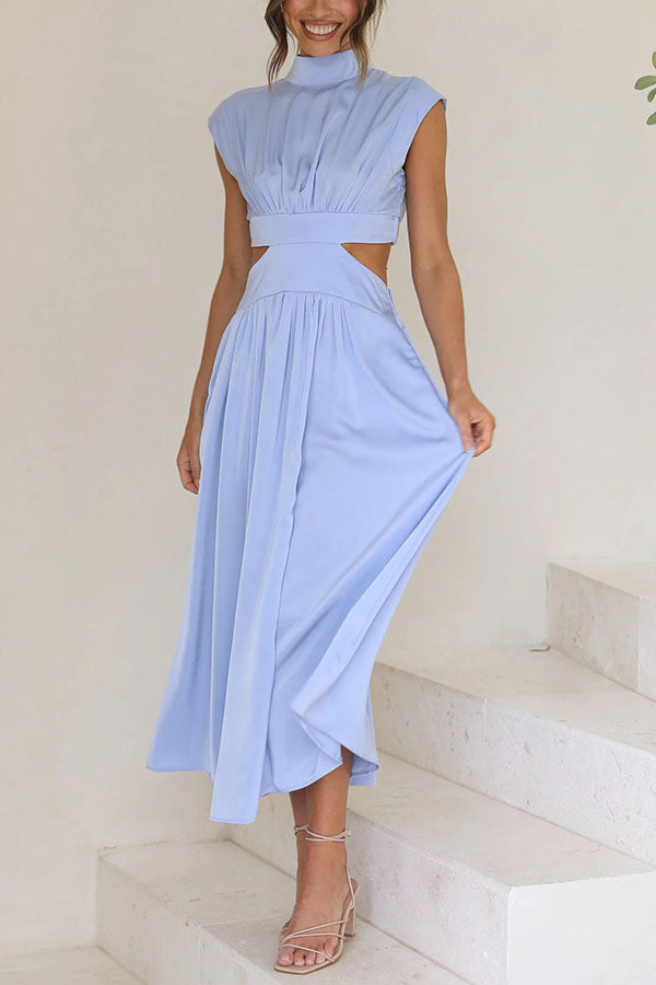 Jennifer - Vestido midi de vacaciones con bolsillos y cintura recortada de Light of My Life