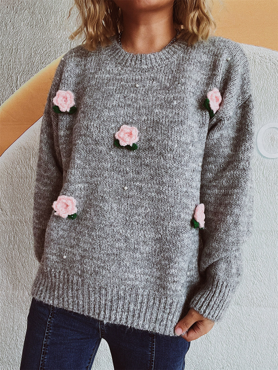 Stefanie® | Jersey de manga larga con cuello redondo de flores